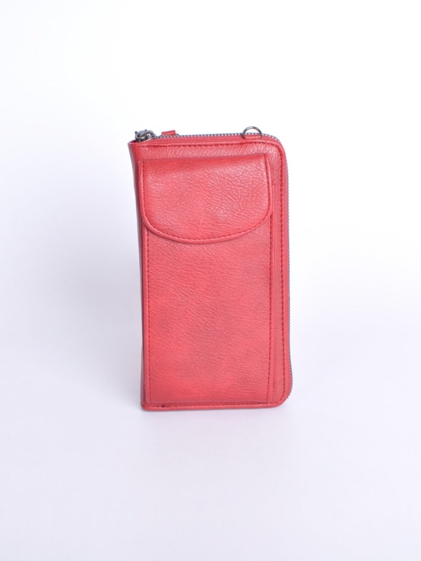 bandolera billetera porta móvil rojo