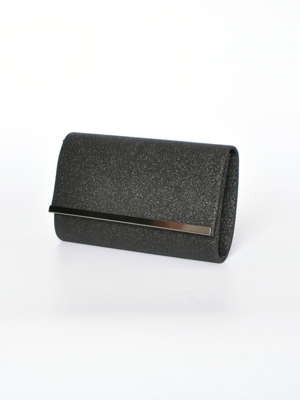 Cartera de mano con brillo minimalista NEGRO