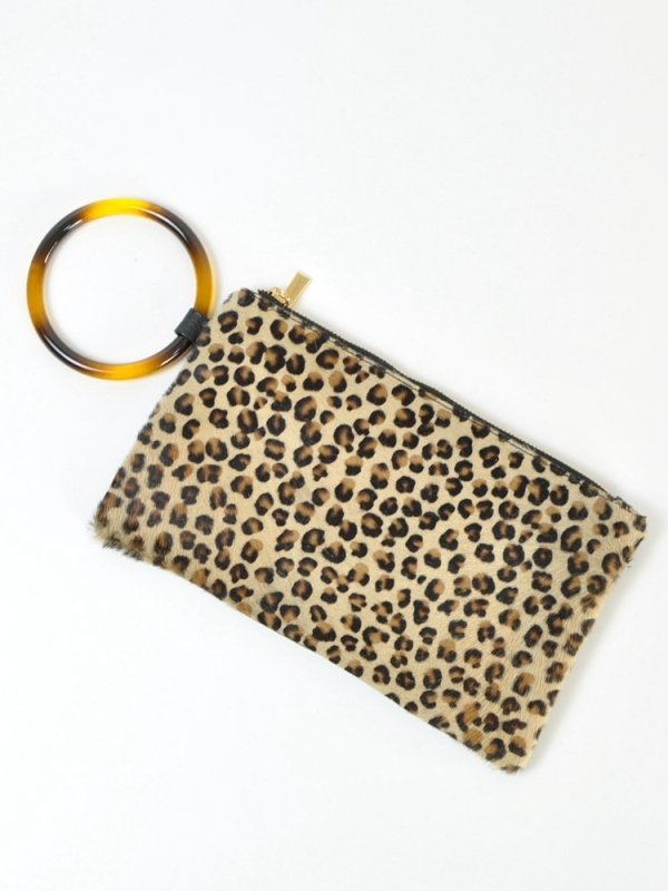 Cartera de mano piel potro con Aro Carey LEOPARDO PEQUEÑO