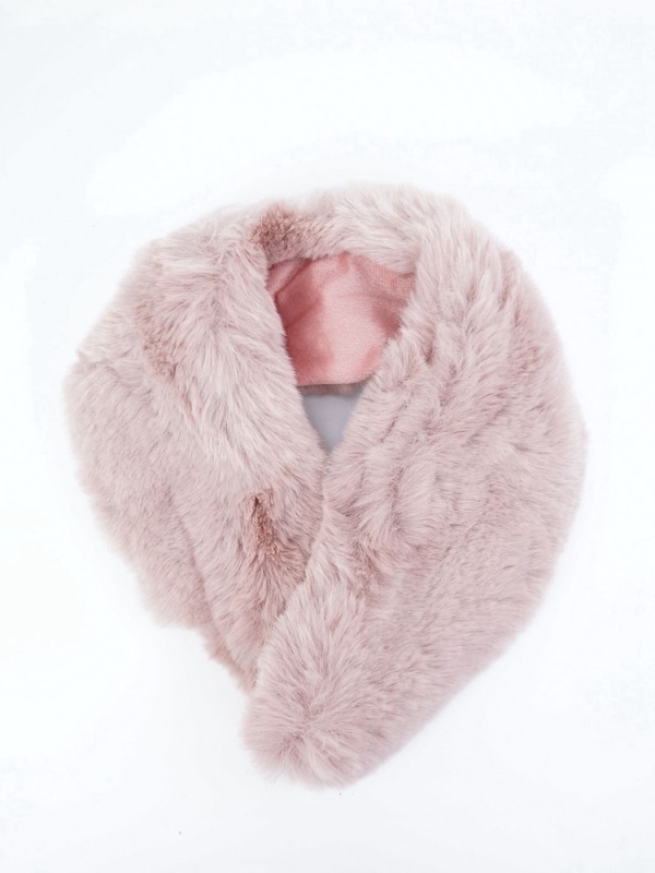 Cuello pelo sintético Soft con imán ROSA PALO