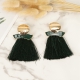 Pendientes chapa y flecos VERDE