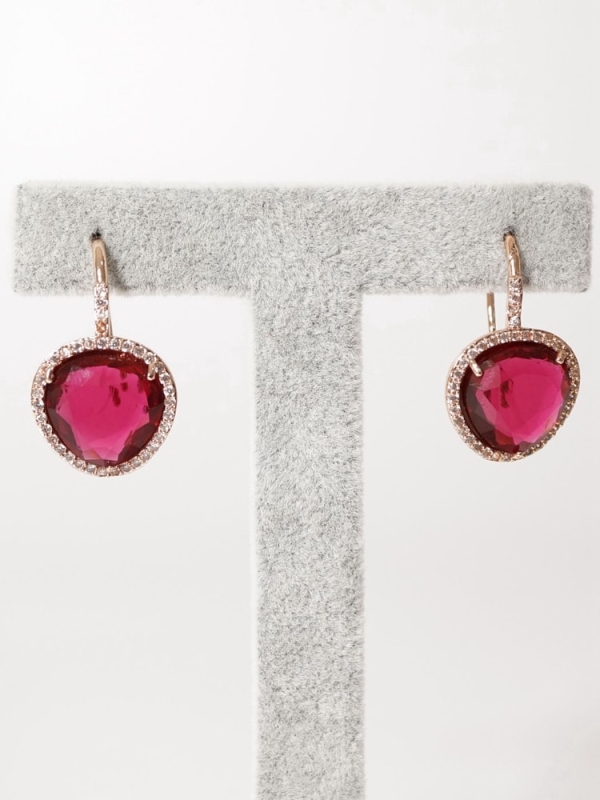 Pendientes de cristales con zirconitas ROJO