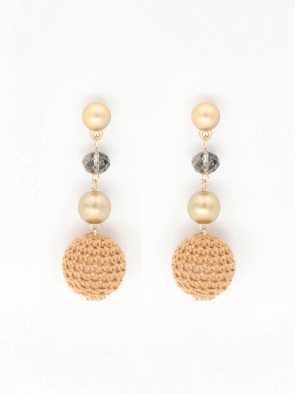 Pendientes largos crochet BEIGE