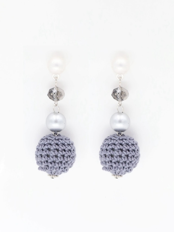 Pendientes largos crochet GRIS