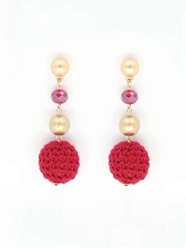 Pendientes largos crochet ROJO