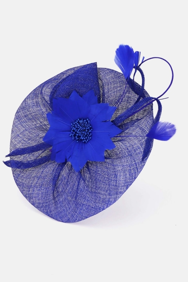 Tocado elegante para bodas Flor de Plumas AZULÓN