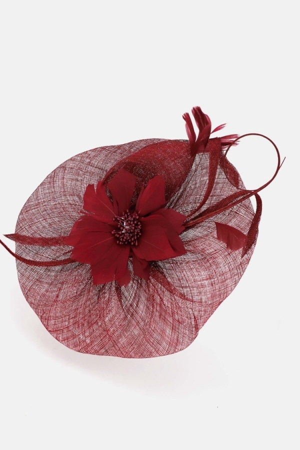 Tocado elegante para bodas Flor de Plumas BURDEO