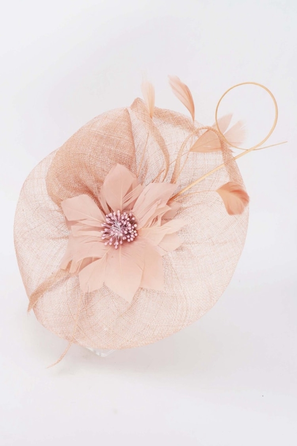 Tocado elegante para bodas Flor de Plumas ROSA