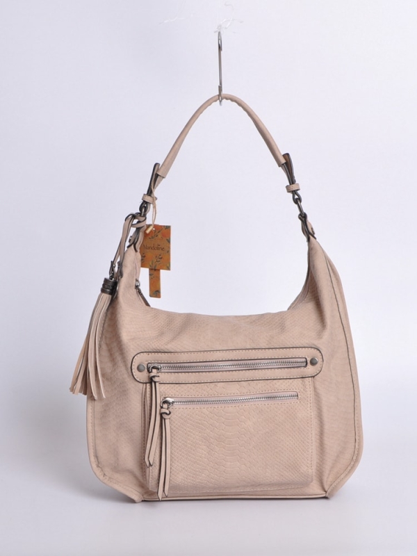 Bolso de hombro grabado serpiente TAUPE