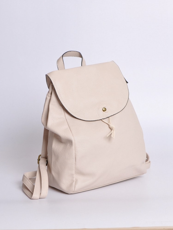 Mochila con solapa y cremallera BEIGE