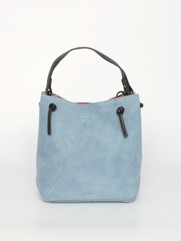 Bolso de mano piel serraje AZUL CIELO