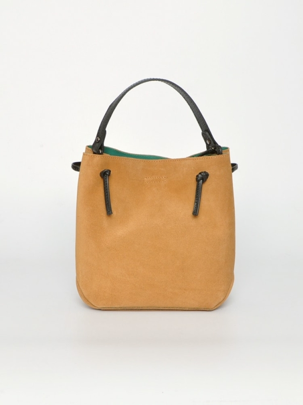 Bolso de mano piel serraje CAMEL CLARO