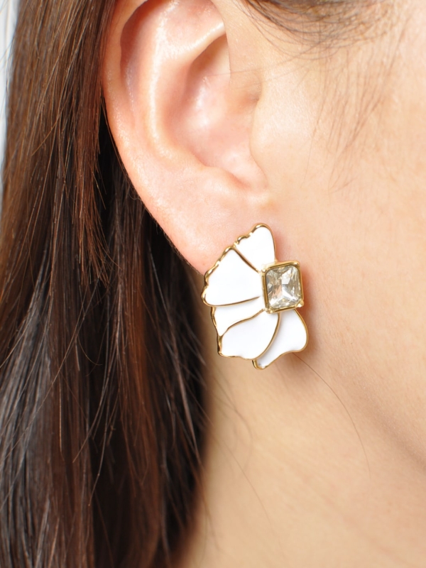 Pendientes acero inoxidable Flor con cristal MODELO