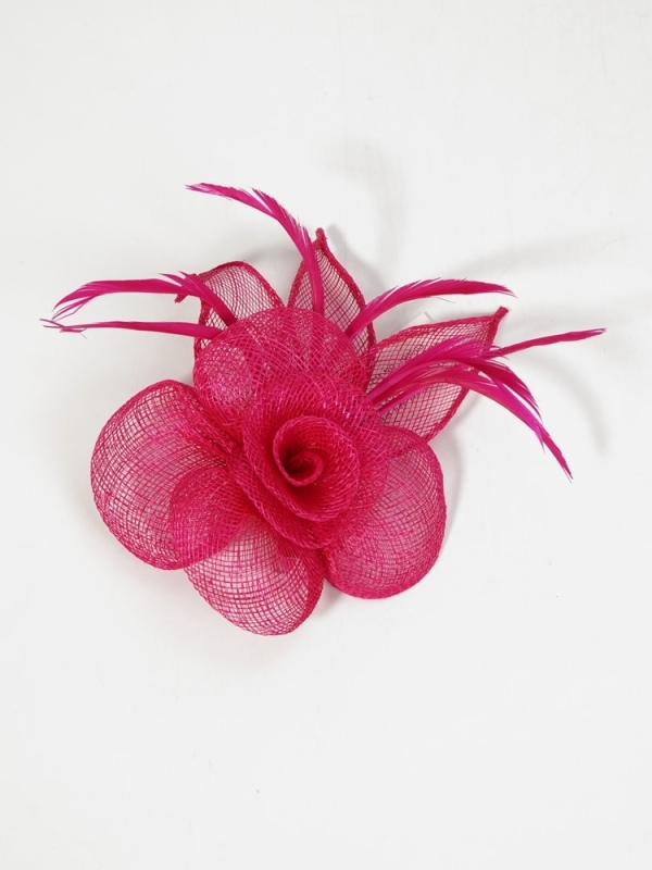 Tocado broche flor tres pétalos FUCSIA