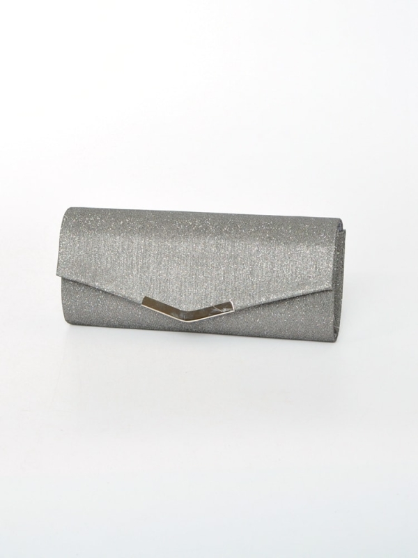 Cartera de fiesta con hebilla metálica GRIS