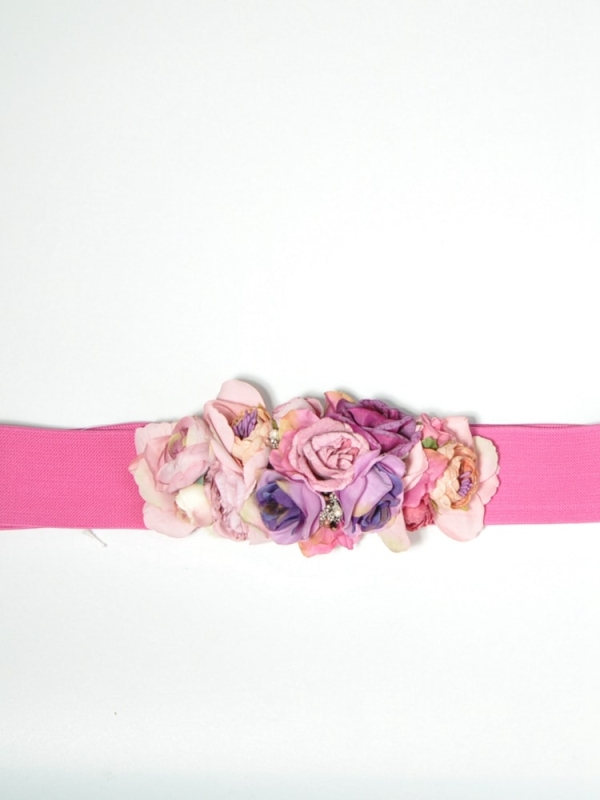 Cinturón elástico de flores para eventos tonos morados