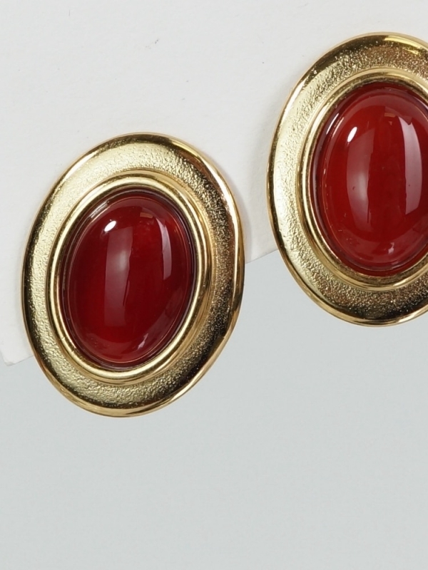 Pendientes acero inoxidable Vintage piedra natural ROJO