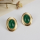 Pendientes acero inoxidable Vintage piedra natural VERDE