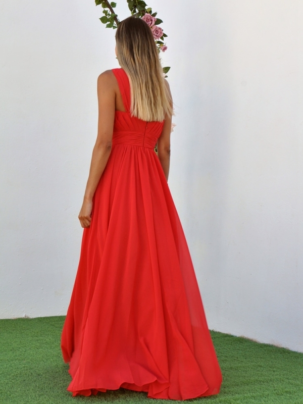 Vestido largo de fiesta HERA Rojo perfil