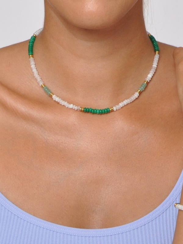 Collar acero inoxidable con cuentas de piedras naturales