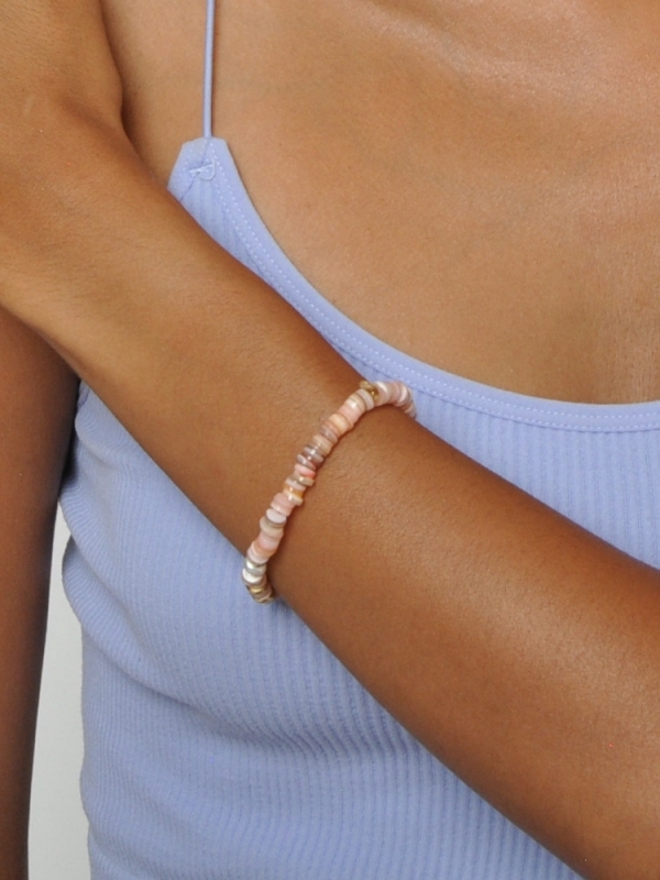 Pulsera acero inoxidable conchas con perlas