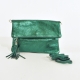 Bandolera de piel metalizada con solapa VERDE