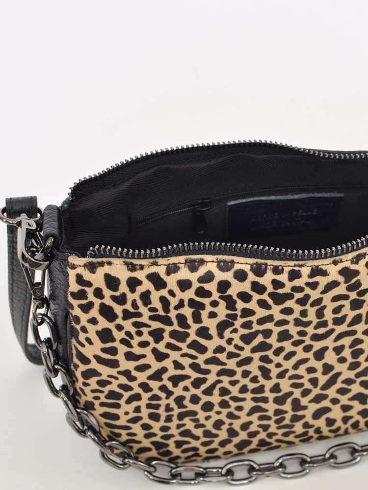 Bolso Bandolera mujer en piel vacuno y lona color marrón - leopardo - EL  POTRO