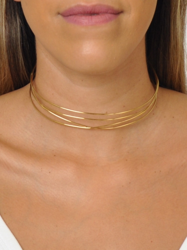 Collar chocker acero inoxidable cruzada modelo