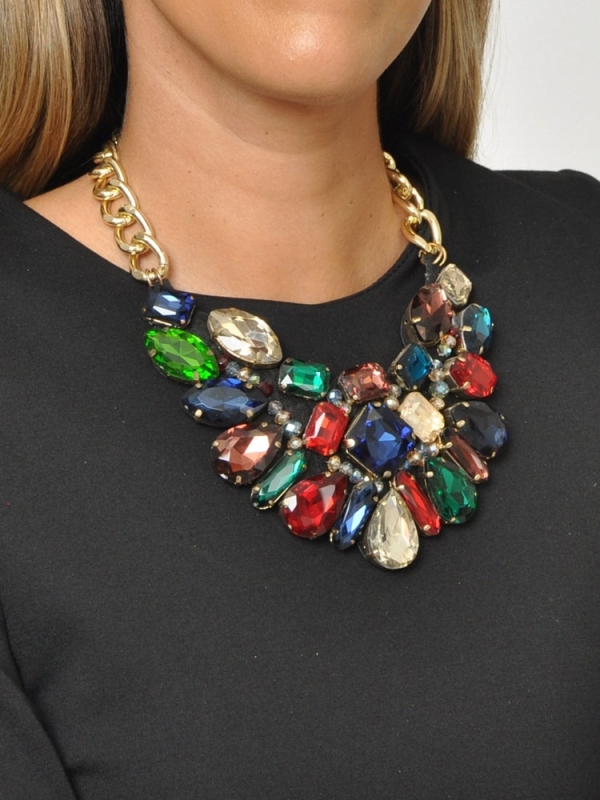 Collar corto giant cristales strass MULTICOLOR