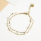 Pulsera acero inoxidable de cadenas dobles y perlas DETALLE