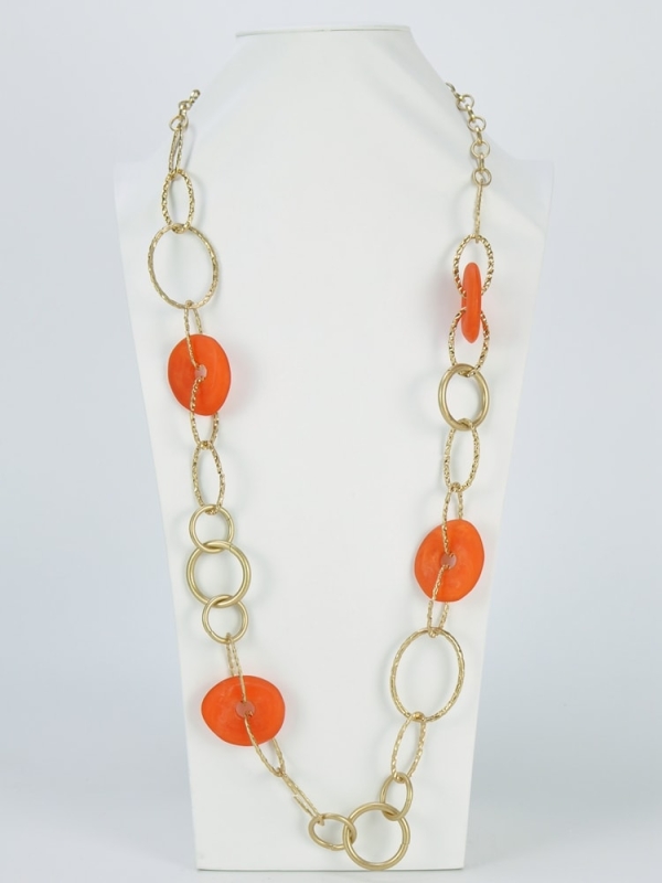 Collar largo grandes eslabones NARANJA