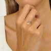 Anillo acero inoxidable ajustable con cadena y perla plateado
