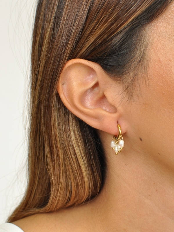 Pendientes acero inoxidable arito con perlas