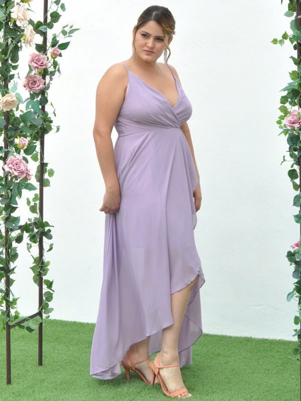 Vestido fiesta corte Mullet - Tallas Grandes LAVANDA PERFIL