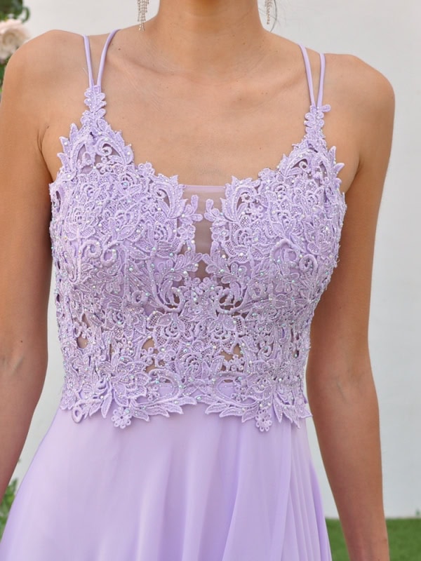 Vestido fiesta largo con espalda al aire Rosalinda DETALLE