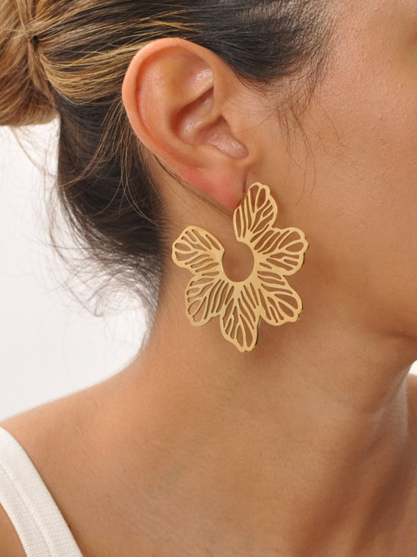 Pendientes acero inoxidable flor ahuecada