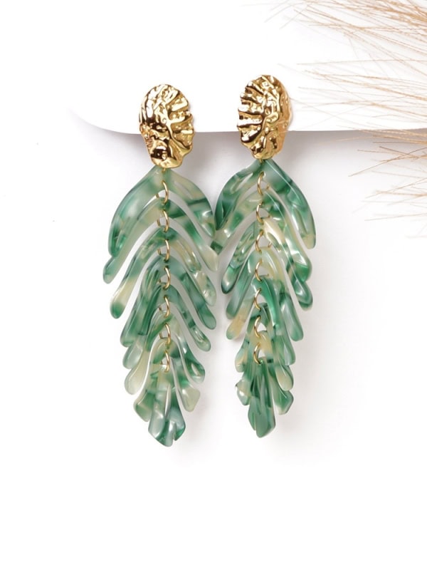 Pendientes acero inoxidable hoja Drop DORADO