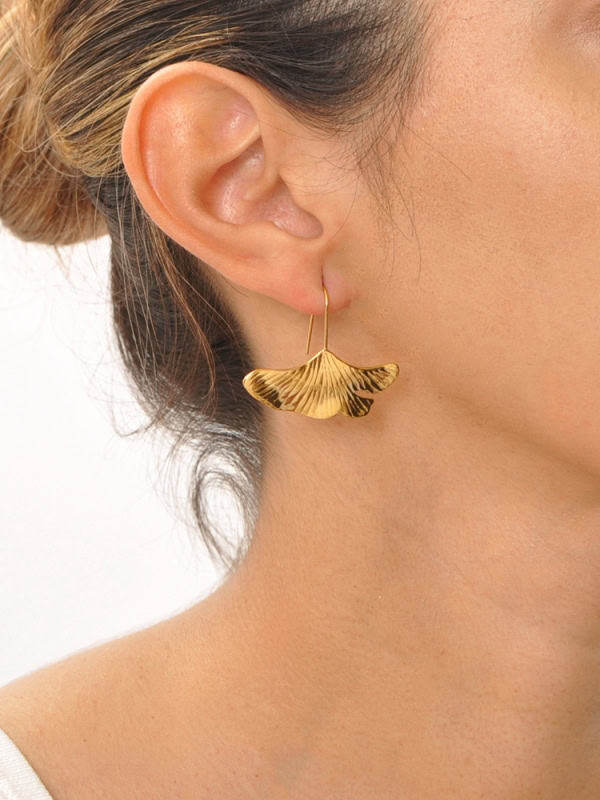 Pendientes acero inoxidable hoja ginkgo