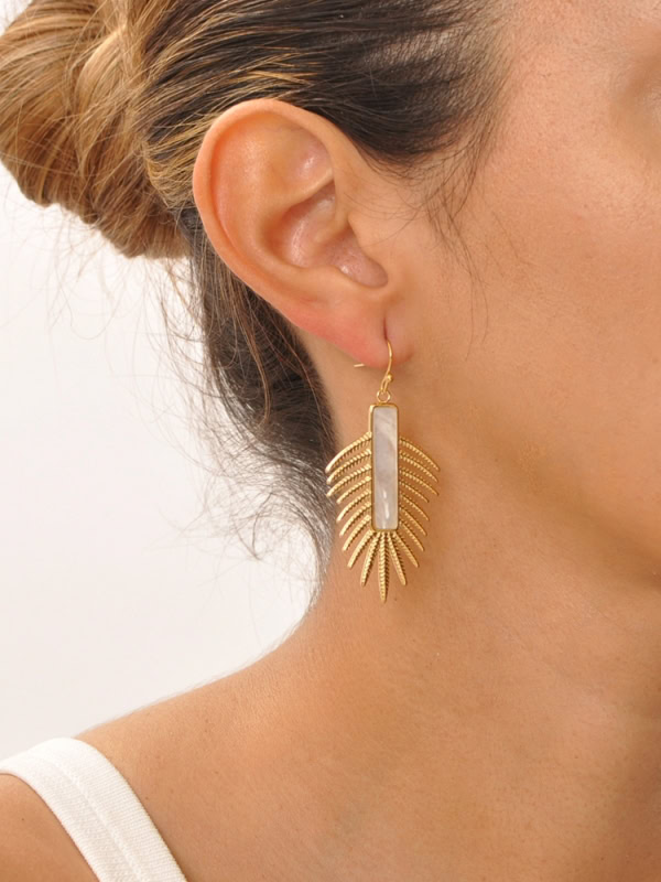 Pendientes acero inoxidable pluma