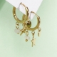 dorado Pendientes acero inoxidable aro con múltiples charms estrella
