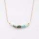 Collar acero inoxidable cilindros de piedras naturales TURQUESA