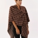 Poncho mujer de cuadros CAFÉ