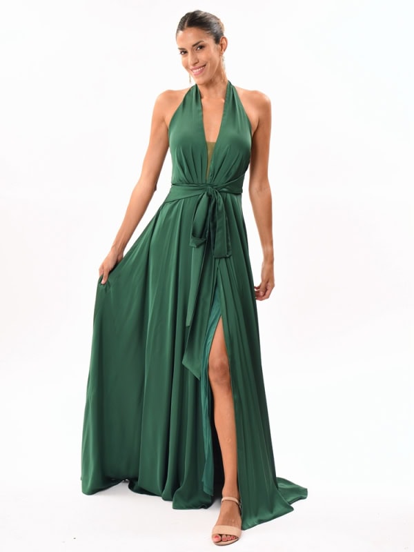 Vestido fiesta con escote de Marilyn Monroe VERDE