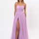 Vestido fiesta largo tul con brillos CELINA LILA
