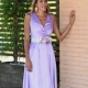 Vestido fiesta corto raso LAVANDA