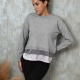 Jersey mujer con detalle raso GRIS