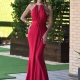 Vestido de fiesta largo corte sirena estilo Egipcio Nefertiti ROJO CHERRY