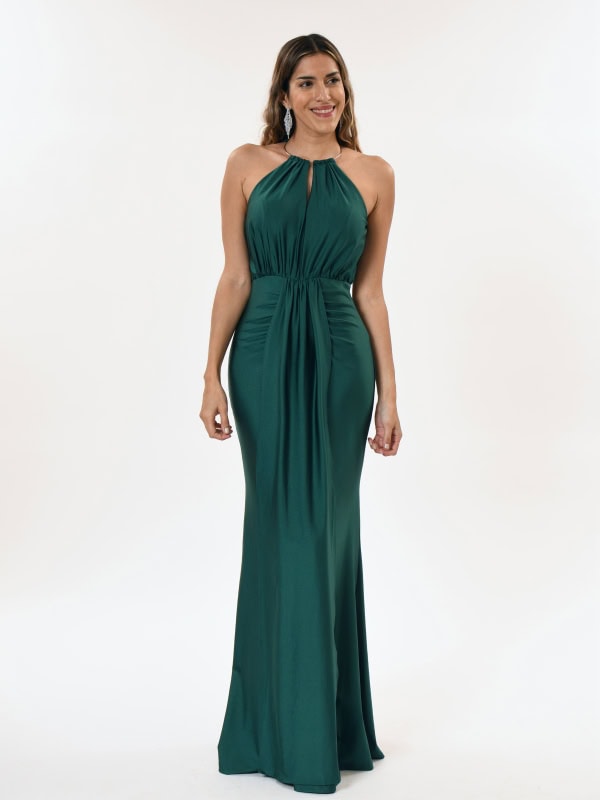 Vestido de fiesta largo corte sirena estilo Egipcio Nefertiti VERDE