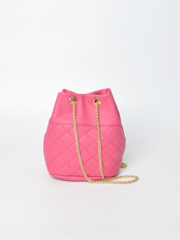 Bolso bombonera de piel FUCSIA