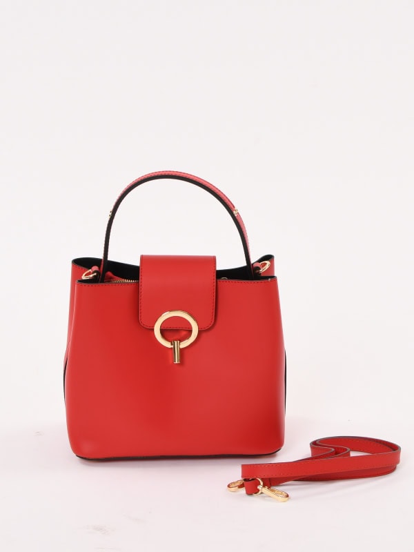 Bolso piel cierre hebilla Chihuahua ROJO